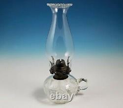 Antique Northwood Primrose Daffodils White Opalescent Oil Kerosene Finger Lamp