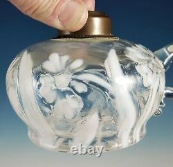 Antique Northwood Primrose Daffodils White Opalescent Oil Kerosene Finger Lamp