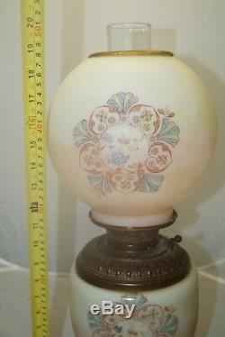 Antique ODDITY RARE SCENE 1890s Made USA GWTW Kerosene Oil Lamp With ORIG Shade