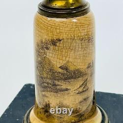 Antique OIL Lamp Made in the USA with Eagle Mechanicals Country Motif 20 Tall