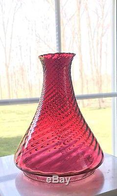 Antique Oil Kerosene Angle Lamp Cranberry Ruby Glass Chimney