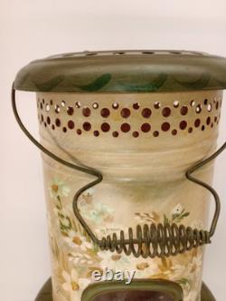 Antique Oil Kerosene Heater Parlor Stove Hand Painted Lamp Conversion Farmhouse