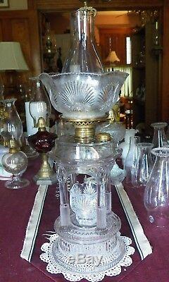 Antique Oil Lamp 1882 Adams Temple Applesauce Lamp # 2/3 Arctic Burner