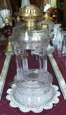 Antique Oil Lamp 1882 Adams Temple Applesauce Lamp # 2/3 Arctic Burner