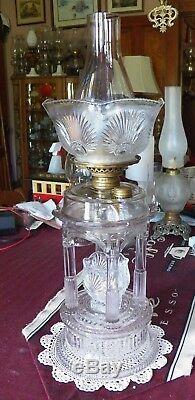 Antique Oil Lamp 1882 Adams Temple Applesauce Lamp # 2/3 Arctic Burner