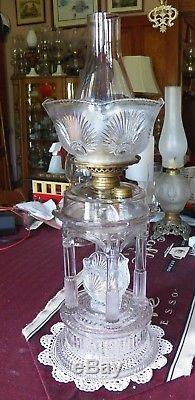 Antique Oil Lamp, 1882 Adams Temple Applesauce Lamp, # 2/3 Artic Burner