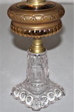 Antique Oil Lamp Adams Glass Clear And Amber Moon & Stars For #2 Burner