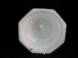 Antique Oil Lamp Atterbury Scroll 1872 White Glass Base Milk Glass Melon Shade