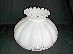 Antique Oil Lamp Atterbury Scroll 1872 White Glass Base Milk Glass Melon Shade