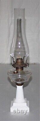 Antique Oil Lamp Barrie EAPG Glass Kerosene Lamp White Glass Base Patent 1875