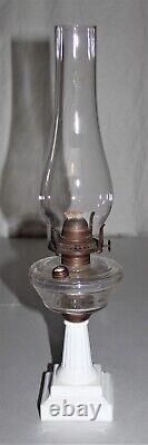 Antique Oil Lamp Barrie EAPG Glass Kerosene Lamp White Glass Base Patent 1875