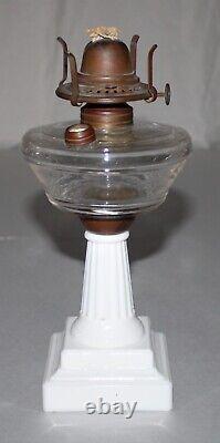 Antique Oil Lamp Barrie EAPG Glass Kerosene Lamp White Glass Base Patent 1875