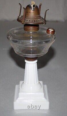 Antique Oil Lamp Barrie EAPG Glass Kerosene Lamp White Glass Base Patent 1875