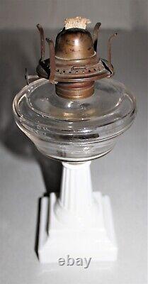 Antique Oil Lamp Barrie EAPG Glass Kerosene Lamp White Glass Base Patent 1875