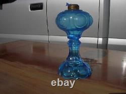 Antique Oil Lamp Blue 1870-1890 8 tall, #2 collar