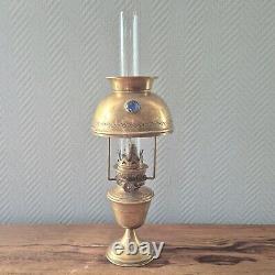 Antique Oil Lamp Brass Kerosene Light Star of David