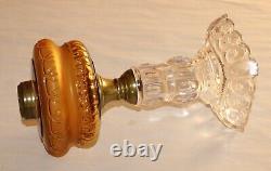 Antique Oil Lamp Clear And Amber Moon & Stars Stand Lamp For #2 Burner