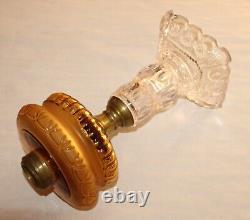 Antique Oil Lamp Clear And Amber Moon & Stars Stand Lamp For #2 Burner