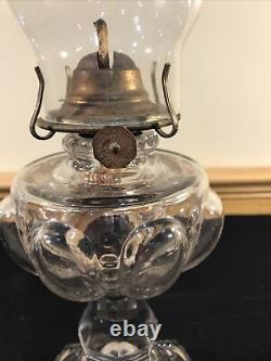 Antique Oil Lamp Dew Drop & Petal Amethyst Tint Inlaid Collar Post 1910