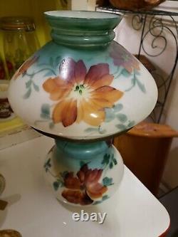 Antique Oil Lamp Hand Painted Victorian Parlor Floral