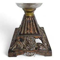 Antique Oil Lamp Hinks Patent Glass Cast Iron Base Victorian