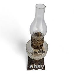 Antique Oil Lamp Hinks Patent Glass Cast Iron Base Victorian