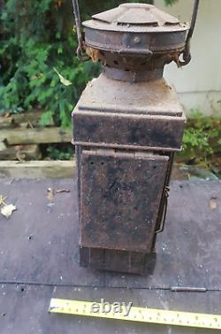 Antique Oil Lamp Rail Way Lamp J. C. Lord For Restoration Or Spares