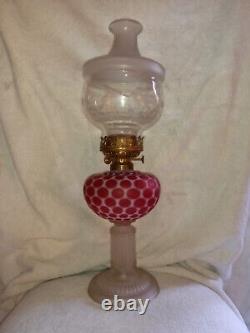 Antique Oil Lamp Rare 3 Burner Coin Dot