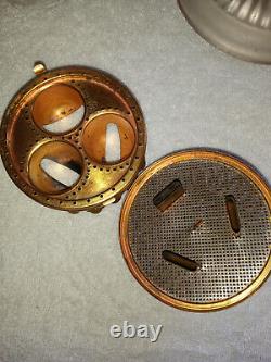 Antique Oil Lamp Rare 3 Burner Coin Dot