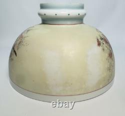 Antique Oil Lamp Shade Hand-Painted Pansies Flowers Mt. Washington Glass GUC