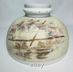 Antique Oil Lamp Shade Hand-Painted Pansies Flowers Mt. Washington Glass GUC