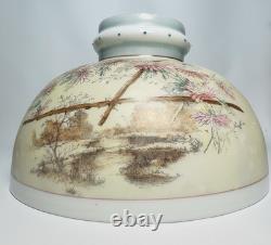 Antique Oil Lamp Shade Hand-Painted Pansies Flowers Mt. Washington Glass GUC