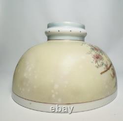 Antique Oil Lamp Shade Hand-Painted Pansies Flowers Mt. Washington Glass GUC