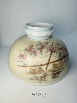 Antique Oil Lamp Shade Hand-Painted Pansies Flowers Mt. Washington Glass GUC