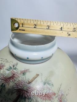 Antique Oil Lamp Shade Hand-Painted Pansies Flowers Mt. Washington Glass GUC