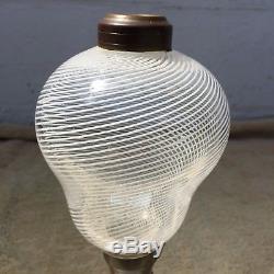 Antique Oil Lamp Threaded Sandwich with Milk Glass Base