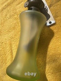 Antique Oil Lamp W & W Kosmos Brass Burner Green Glass Hand Painted
