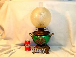 Antique Oil Lamp With Em Duplex Burner With Snuffer