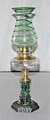 Antique Oil Lamp With Original Glass, Brass, & Cast And A Not So Original Look