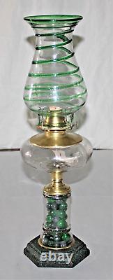 Antique Oil Lamp With Original Glass, Brass, & Cast And A Not So Original Look