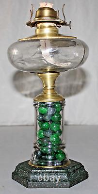 Antique Oil Lamp With Original Glass, Brass, & Cast And A Not So Original Look