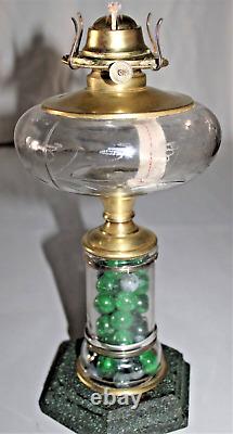 Antique Oil Lamp With Original Glass, Brass, & Cast And A Not So Original Look