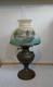 Antique Oil Lamp withCurrie & Ives Hunting Shade-Fishing & Deer Hunting 23 X 10.25