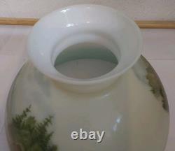 Antique Oil Lamp withCurrie & Ives Hunting Shade-Fishing & Deer Hunting 23 X 10.25