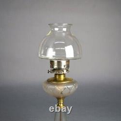 Antique Oil Lamp with Glass Base & Shade C1890