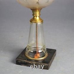 Antique Oil Lamp with Glass Base & Shade C1890