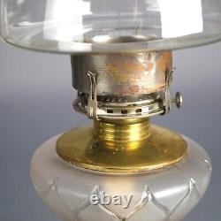 Antique Oil Lamp with Glass Base & Shade C1890