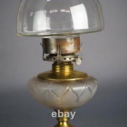 Antique Oil Lamp with Glass Base & Shade C1890