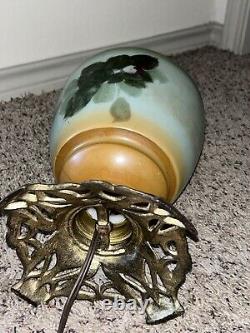 Antique Oil Table Parlor Lamp Electrified flower Pattern