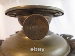 Antique Oil/kerosene Lamp Electrified Gwtw Maroon Ball Shade Hand Painted 25